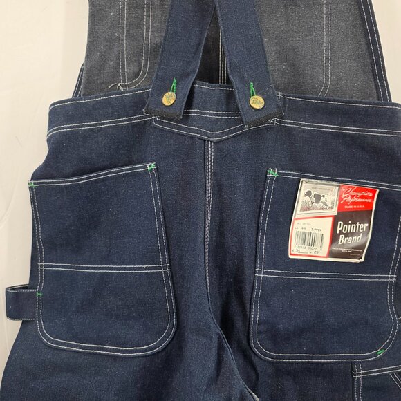 NWT Pointer carpenter bib overalls low back Size 34x29 blue work wear vintage - Picture 12 of 13